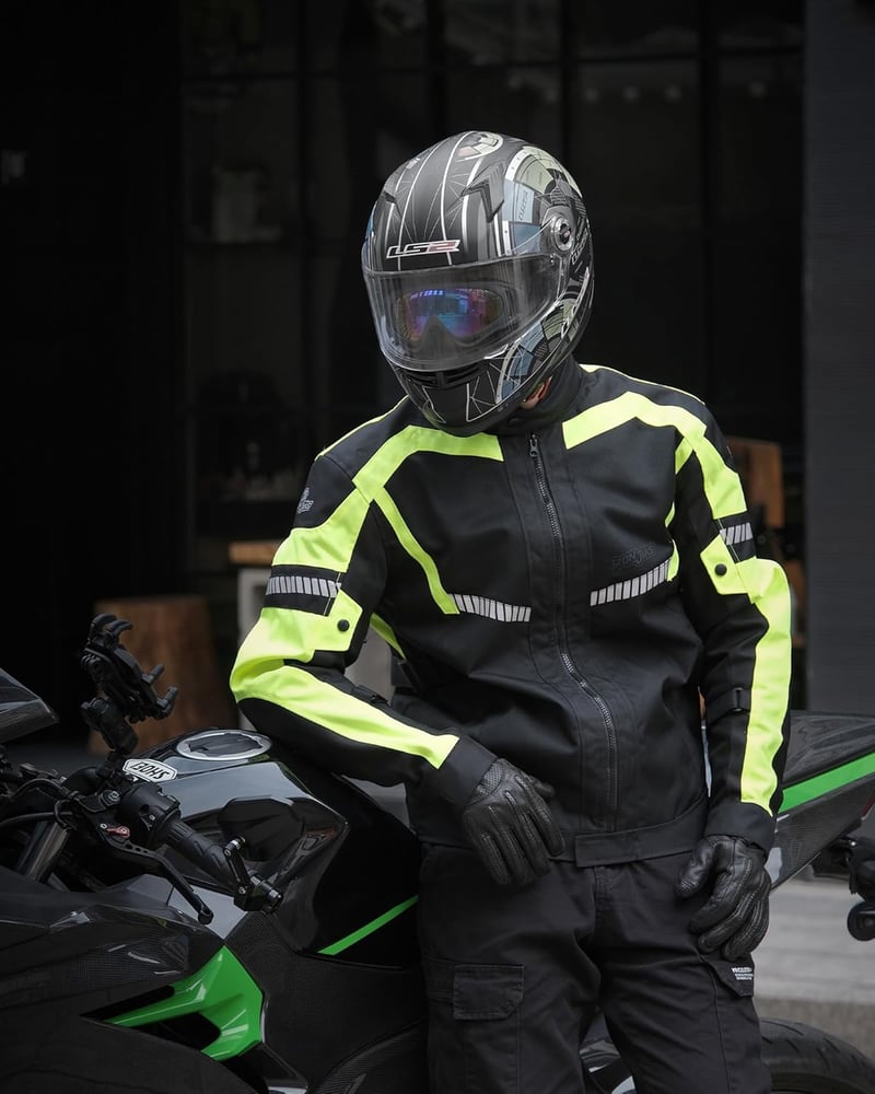BORLENI Nyári Motoros Dzseki Férfiaknak L-es méret- Légáteresztő Védőpáncéllal, Fényvisszaverő Elemekkel