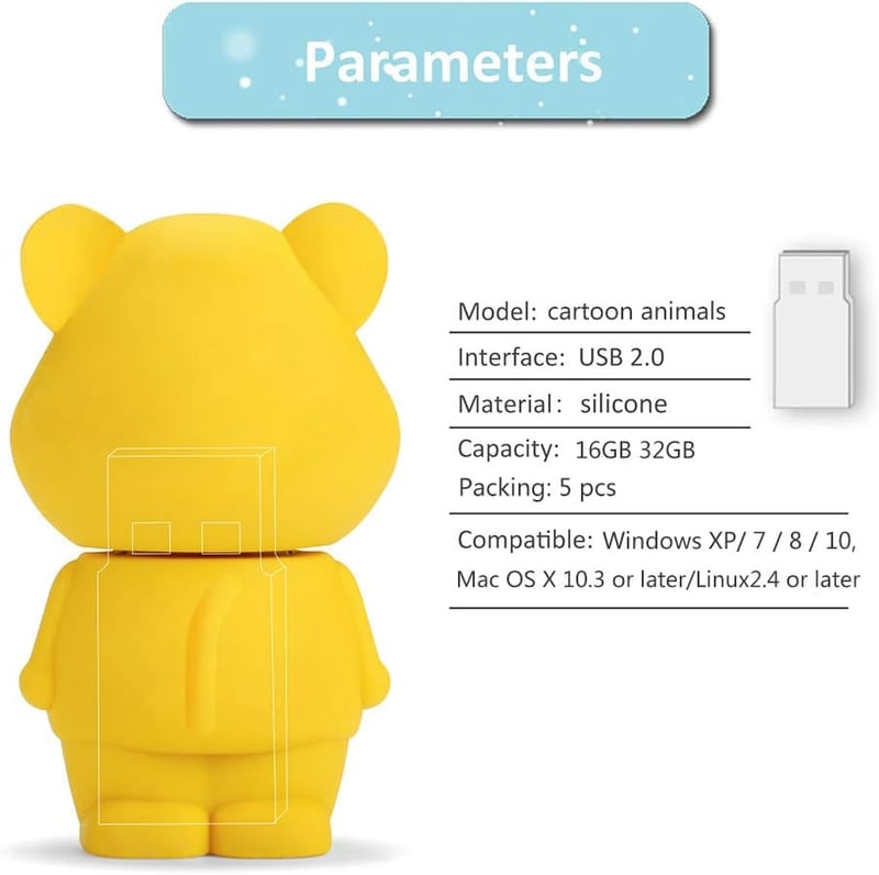 BORLTER CLAMP 16GB USB Pendrive 5 db Aranyos Állat Minta Ajándék Diákoknak - 16GB*5 Pattern-B