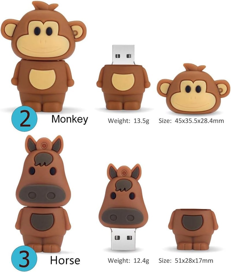 BORLTER CLAMP 16GB USB Pendrive 5 db Aranyos Állat Minta Ajándék Diákoknak - 16GB*5 Pattern-B