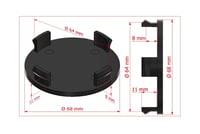 4 ks 68 mm čierne stredové krytky diskov pre priemer otvoru 64,5 – 65 mm 2
