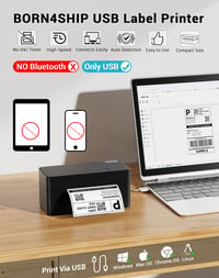 Imprimantă termică de etichete BORN4SHIP 4x6 cu conectivitate USB, imprimantă pentru etichete de expediere, compatibilă cu DHL, Amazon, Etsy și UPS, pentru sisteme Windows, Mac OS și Linux 3