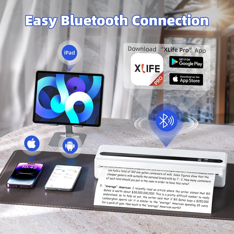 BORN4SHIP hordozható termikus nyomtató Bluetooth A4 Android iOS kompatibilis