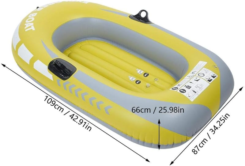 BOROCO sárga PVC gumicsónak 1 személyes, felfújható evezős csónak 55 kg-ig