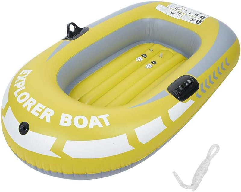 BOROCO sárga PVC gumicsónak 1 személyes, felfújható evezős csónak 55 kg-ig