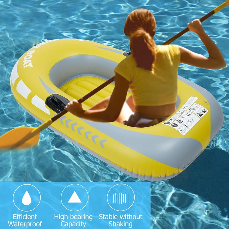 BOROCO sárga PVC gumicsónak 1 személyes, felfújható evezős csónak 55 kg-ig