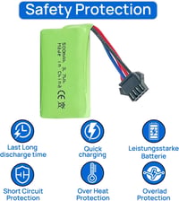 BORSCELLOR 7.4V 500mAh SM-4P lítium-ion akkumulátor távirányított autóhoz, hajóhoz 2db 4