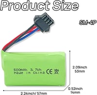 BORSCELLOR 7.4V 500mAh SM-4P lítium-ion akkumulátor távirányított autóhoz, hajóhoz 2db 3