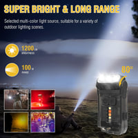 BORUIT V15 LED zseblámpa, 1200 lumen, IP67, mágneses, forgatható - fekete 2