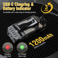 BORUIT V15 LED zseblámpa, 1200 lumen, IP67, mágneses, forgatható - fekete 4