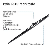 Ștergător de parbriz Bosch 651U Twin 650 mm - 3397011641 universal pentru parbriz față 6