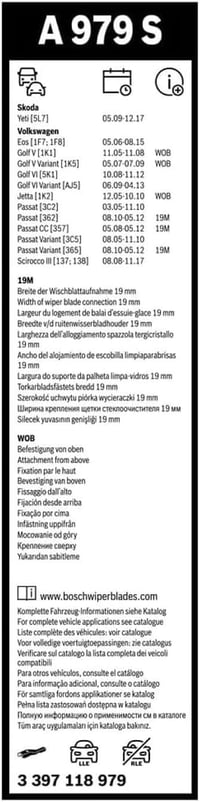 Set ștergătoare parbriz față Bosch Aerotwin eA 979 S - 600 mm și 475 mm 3