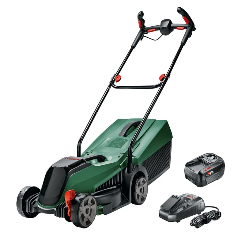 Mașină de tuns iarba cu acumulator Bosch CityMower 18V-32-300, lățime de tăiere 32 cm, pentru suprafețe de până la 300 m², unealtă de grădină fără fir