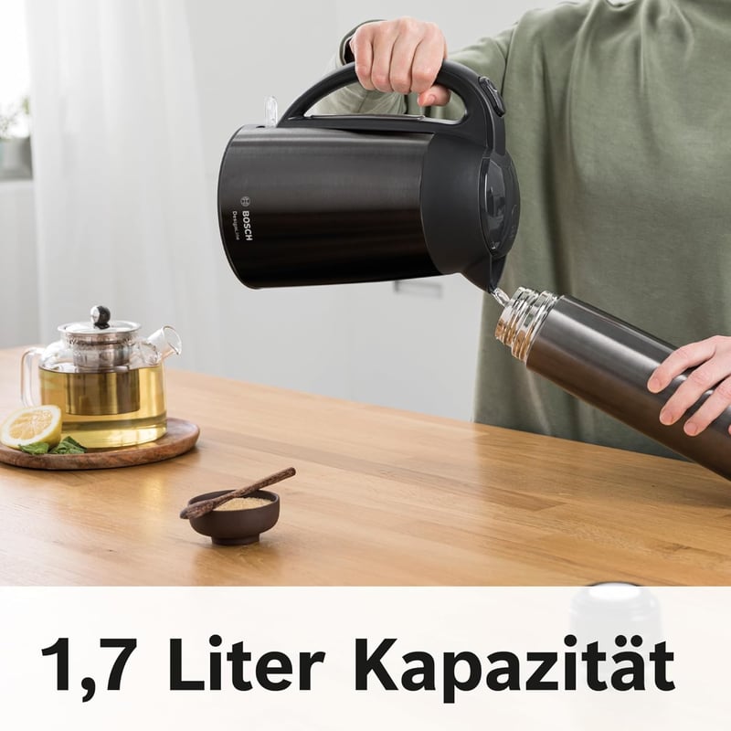 Bosch DesignLine TWK3P423 Vezeték nélküli Vízforraló 1,7L, 2400W, Fekete