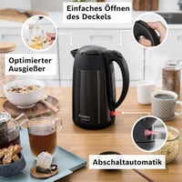 Bosch DesignLine TWK3P423 Vezeték nélküli Vízforraló 1,7L, 2400W, Fekete 2