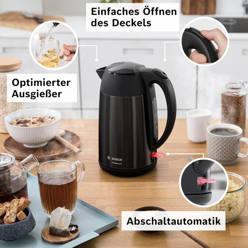 Bosch DesignLine TWK3P423 Vezeték nélküli Vízforraló 1,7L, 2400W, Fekete