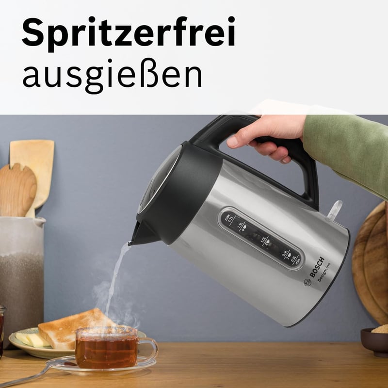 Bosch DesignLine TWK4P440 vezeték nélküli vízforraló 1,7L rozsdamentes acél