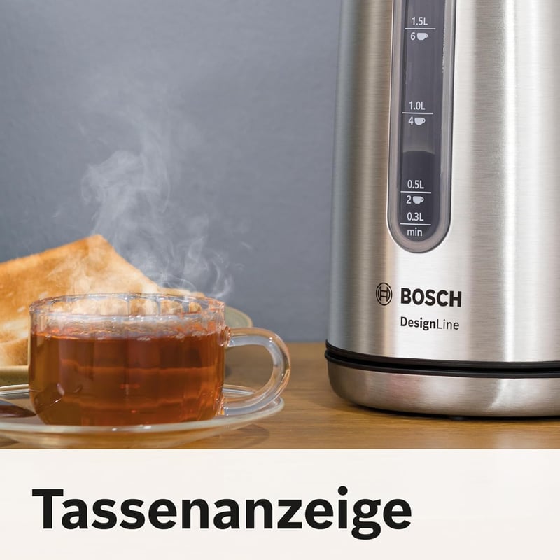Bosch DesignLine TWK4P440 vezeték nélküli vízforraló 1,7L rozsdamentes acél
