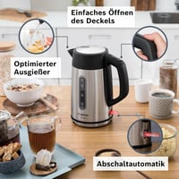 Bosch DesignLine TWK4P440 vezeték nélküli vízforraló 1,7L rozsdamentes acél 2