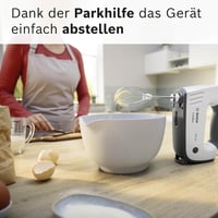 Bosch ErgoMixx MFQ37470 Hand Mixer, with Purée Stick, Mixing Cup, Stainless Steel Stirrer, Dough Hook, Dishwasher Safe, 5 Levels Plus Turbo Button, White/Grey, 750 W 5