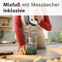 Bosch ErgoMixx MFQ37470 Hand Mixer, with Purée Stick, Mixing Cup, Stainless Steel Stirrer, Dough Hook, Dishwasher Safe, 5 Levels Plus Turbo Button, White/Grey, 750 W 6