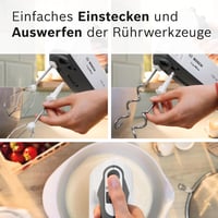 Bosch ErgoMixx MFQ37470 Hand Mixer, with Purée Stick, Mixing Cup, Stainless Steel Stirrer, Dough Hook, Dishwasher Safe, 5 Levels Plus Turbo Button, White/Grey, 750 W 7