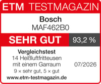 Friteuză cu aer cald Bosch MAF462B0 Seria 4 XL, 6,1 L, Negru, 7 Programe, Ecran tactil, Funcții de decongelare și menținere la cald, gătire cu 60% mai rapidă 2
