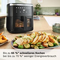 Friteuză cu aer cald Bosch MAF671B0 Seria 6 XXL 7,2 L, 7 programe presetate, fereastră iluminată, gătire cu 65% mai rapidă, negru 3