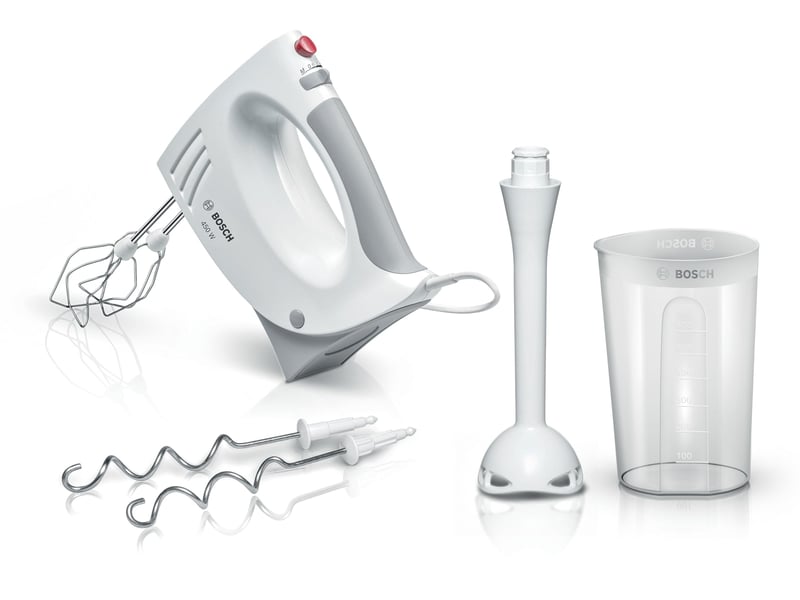 Ručný šľahač Bosch MFQ3540, 450 W, 5 rýchlostí, s príslušenstvom – biely