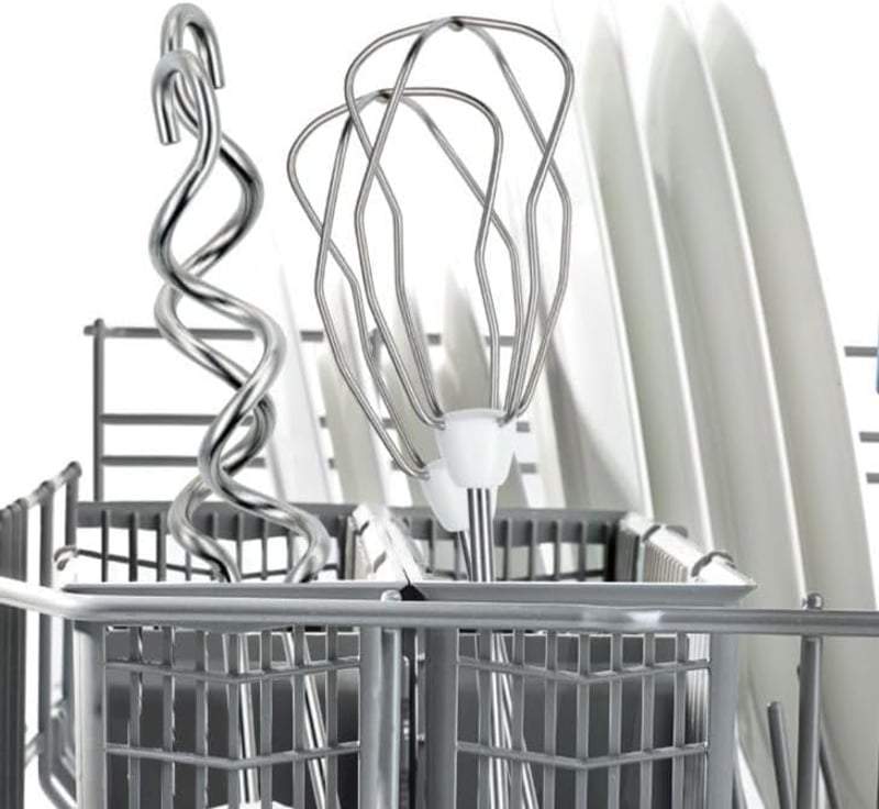 Bosch MFQ36460 Hand Mixer, Mixing Bowl Plus Stand/Holder, 2 Whisks, 2 Stainless Steel Dough Hooks, 450 W, White