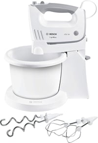 Bosch MFQ36460 Hand Mixer, Mixing Bowl Plus Stand/Holder, 2 Whisks, 2 Stainless Steel Dough Hooks, 450 W, White 1