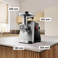 Mlynček na mäso Bosch MultiPower MFWS840M Serie 8, 2500 W, 3 dierované kotúče (3/4,5/8 mm), nehrdzavejúca oceľ, vhodný do umývačky riadu, čierny 2