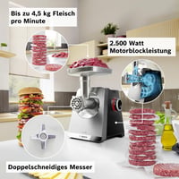 Mlynček na mäso Bosch MultiPower MFWS840M Serie 8, 2500 W, 3 dierované kotúče (3/4,5/8 mm), nehrdzavejúca oceľ, vhodný do umývačky riadu, čierny 5