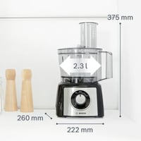 Bosch MultiTalent 3 MCM3501M Kompakt Konyhai Robot - 800 W, 2,3 L Tál, 50+ Funkció, Vágás, Darálás, Szeletelés, Reszelés, Dagasztás, Fekete 4