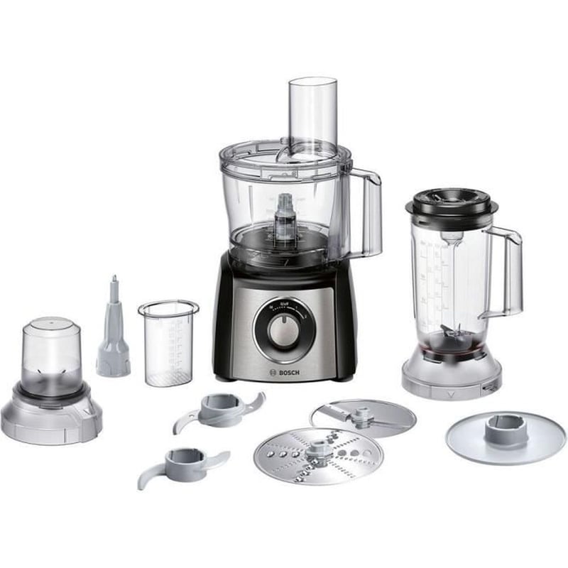 Bosch MultiTalent 3 MCM3501M Kompakt Konyhai Robot - 800 W, 2,3 L Tál, 50+ Funkció, Vágás, Darálás, Szeletelés, Reszelés, Dagasztás, Fekete