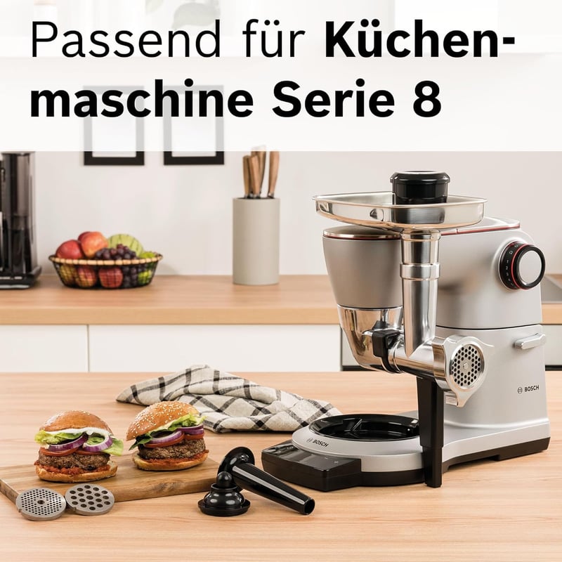 Bosch MUZ9HA1 Húsdaráló, Kolbásztöltő, Kebab Készlet Lyukkorongokkal 3,5-8mm