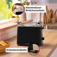 Bosch MyMoment TAT3M123 Kompakt Kenyérpirító Rozsdamentes Fekete 800W 3