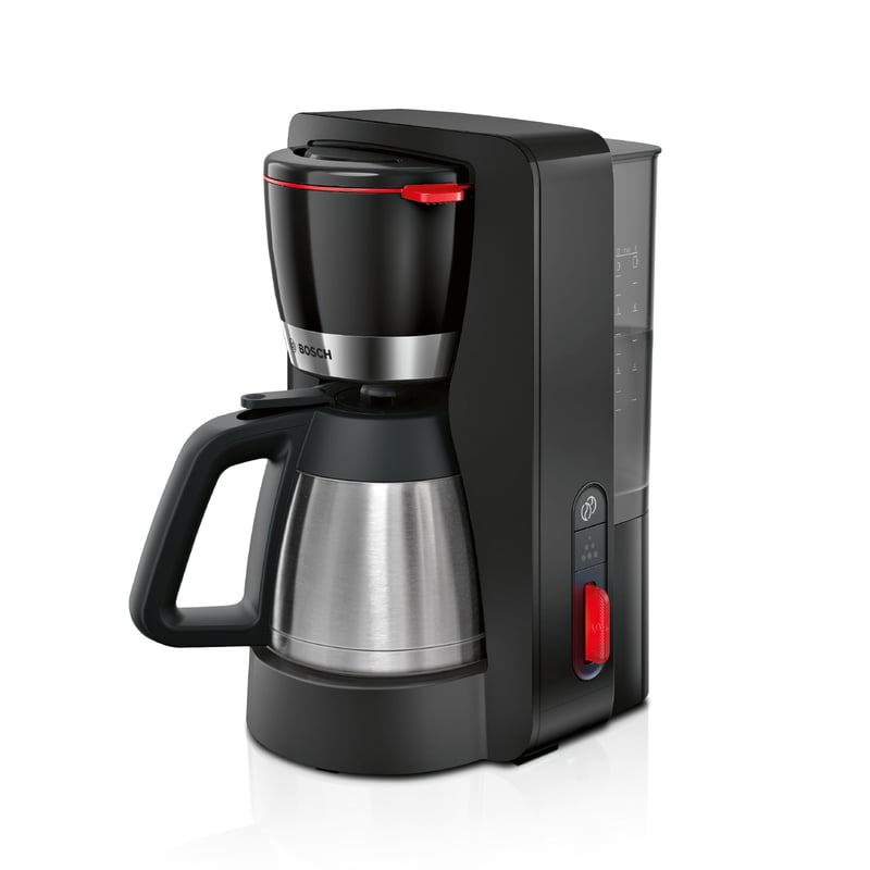 Cafetieră cu filtru Bosch MyMoment TKA6M273 cu cană termos 1 l, 8-12 cești, sistem anti-picurare, program de decalcifiere, 1200 W, negru mat