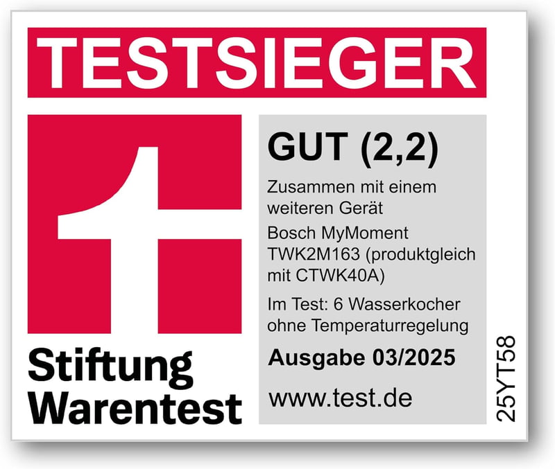 Bosch MyMoment TWK2M163 Vezeték nélküli vízforraló 1,7L, 2400W, automata kikapcsolás, matt fekete