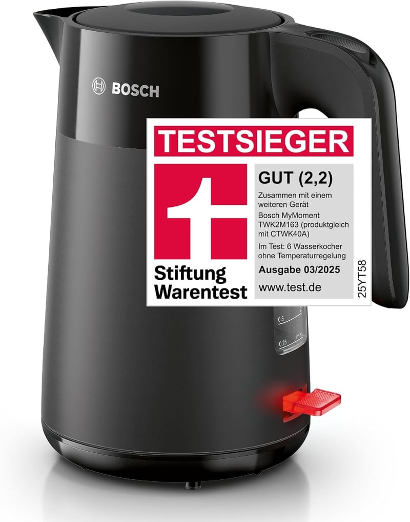 Bosch MyMoment TWK2M163 Vezeték nélküli vízforraló 1,7L, 2400W, automata kikapcsolás, matt fekete