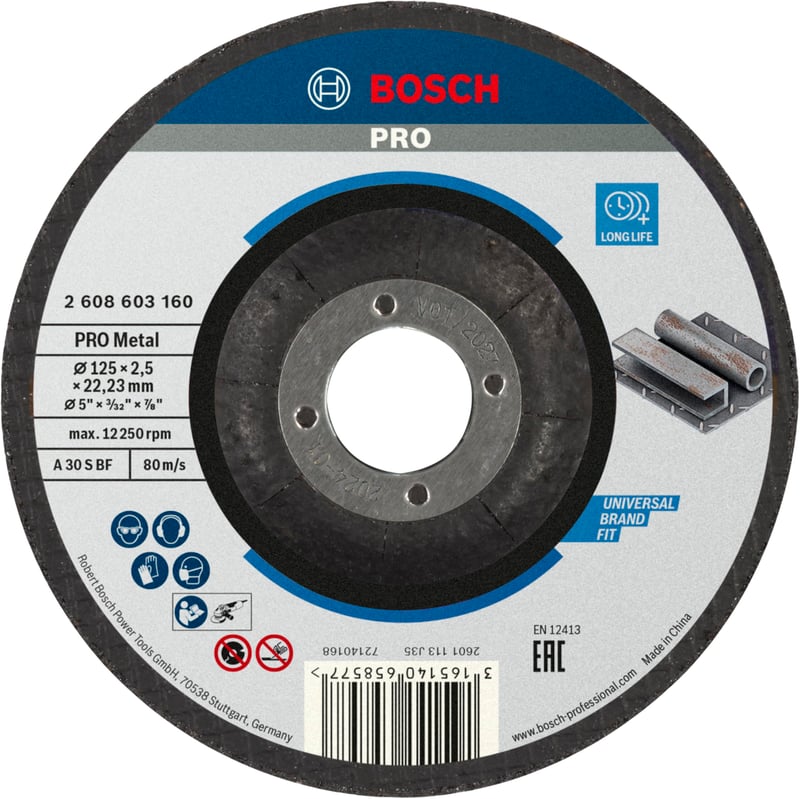 Bosch PRO Fémvágó Tárcsa 125 x 2,5 x 22,23 mm Süllyesztett Sarokcsiszoló Vágókorong Fémhez