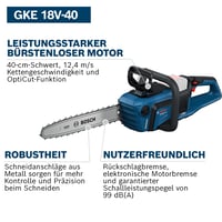 Ferăstrău cu lanț pe acumulator Bosch Professional GKE 18V-40, sistem 18V - fără acumulator și încărcător 2