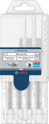 Sada vrtákov do betónu a kameňa Bosch Professional SDS plus-5X, 5-dielna súprava, Ø 5-10 mm, súprava príklepových vrtákov 2