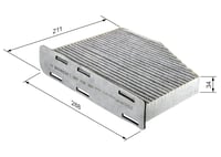 Aktívny uhlíkový peľový filter do kabíny Bosch R2397 – Proti nepríjemným zápachom, peľu a prachu, 1 ks 2