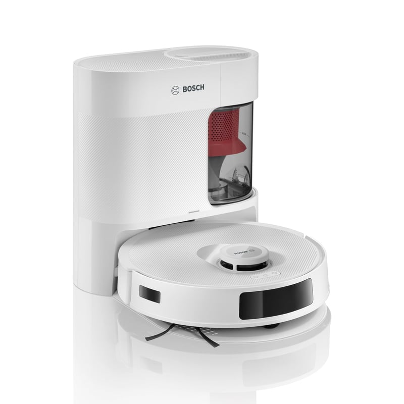 Robotický vysávač Bosch Spotless+ BCRD1W s funkciou mopovania, sací výkon 11 000 Pa, vyprázdňovacia stanica, navigácia Smart Vision, ovládanie cez aplikáciu, biela