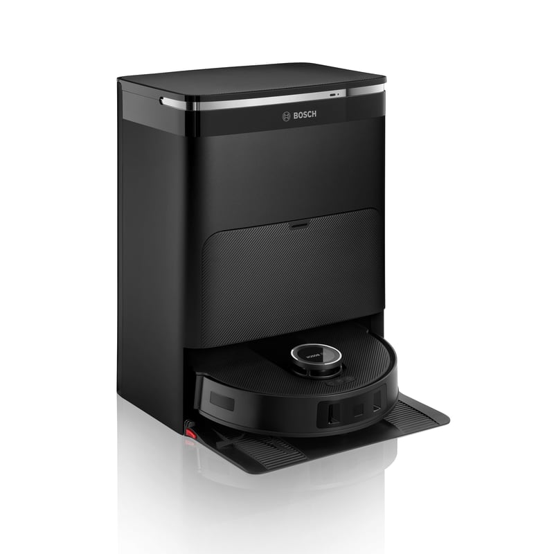 Robotický vysávač Bosch Spotless Max BCRDW3B s funkciou mopovania, sací výkon 11 000 Pa, rotujúce mopovacie podložky, stanica na mokré a suché čistenie, samočistenie, fe