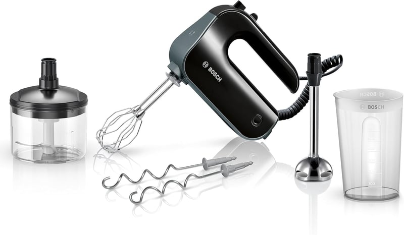 Bosch Styline MFQ4980B kézi mixer 850W, 5 fokozat, rozsdamentes keverőfej és dagasztóhorog