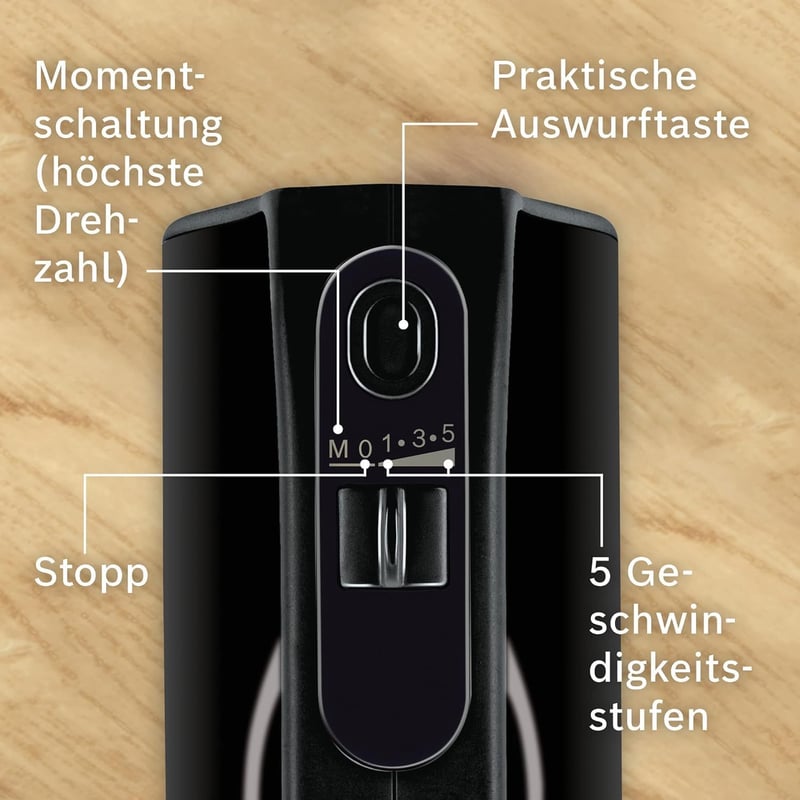 Bosch Styline MFQ4980B kézi mixer 850W, 5 fokozat, rozsdamentes keverőfej és dagasztóhorog