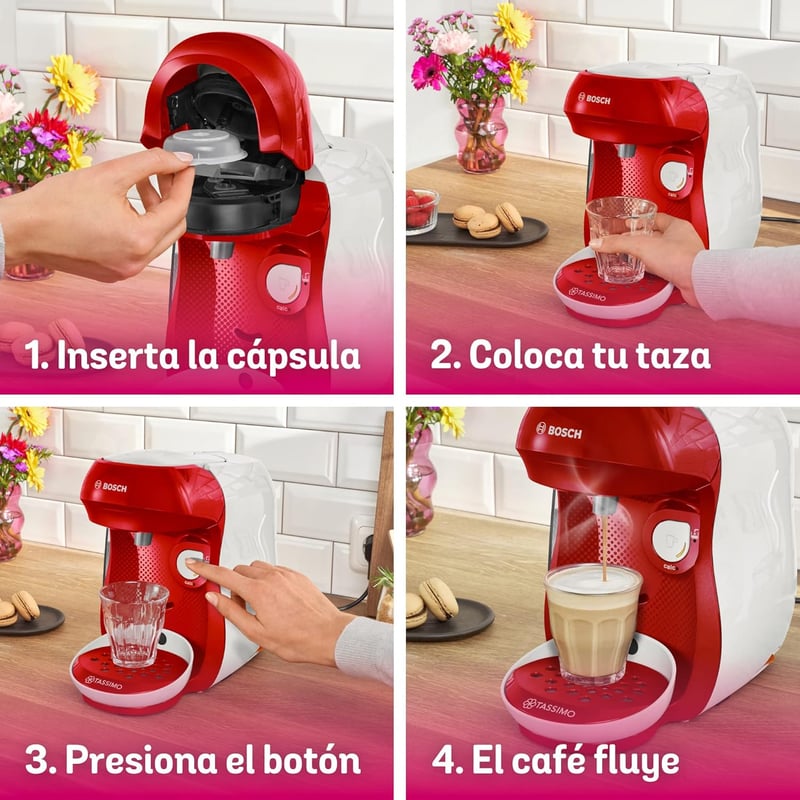 Bosch Tassimo Happy TAS1006 Automata Kávéfőző 70 Ital Fehér/Bordó
