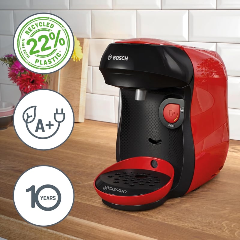 Bosch Tassimo Happy TAS103E kapszulás kávéfőző 70+ ital piros-fekete