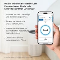Bosch Thermotechnik Air 2000i app vezérelt légtisztító szennyezőanyagok ellen 37,5 m2-ig 3in1 szűrő szenzor alvó mód 25 dB alatt 180 m3/h 3